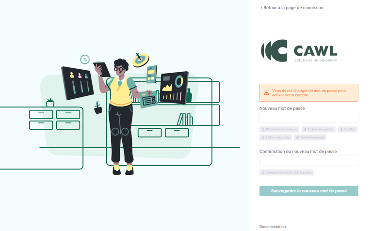 Etape 1 - Saisie Mot de Passe - guide de démarrage