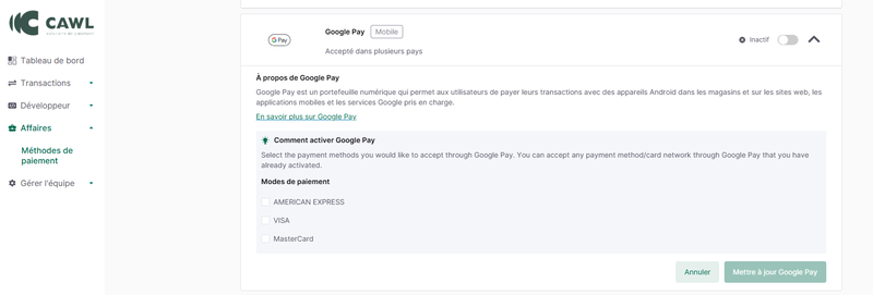 Etape 3 - Google Pay - guide de démarrage