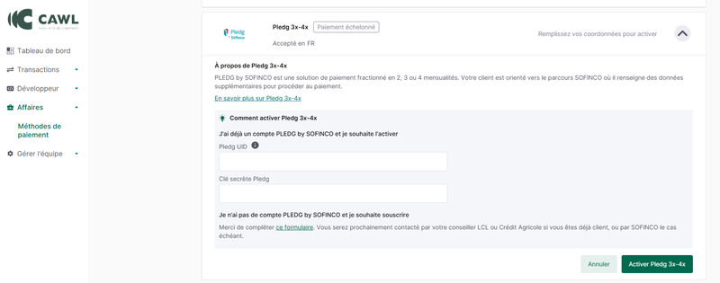 Etape 3 - Pledg - guide de démarrage