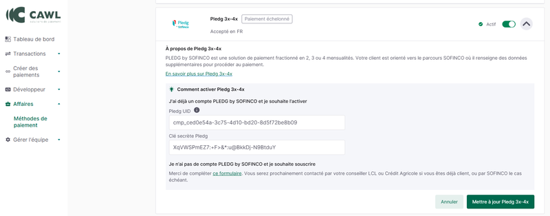 Etape 3 - Pledg - Saisie - guide de démarrage
