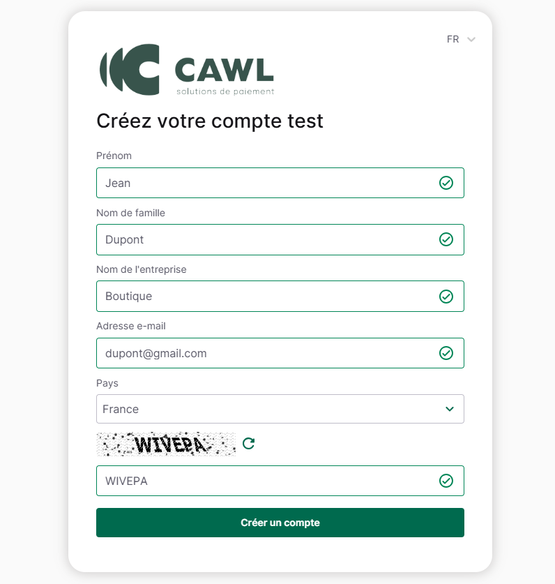 Etape 5 - compte test 2 - guide de démarrage
